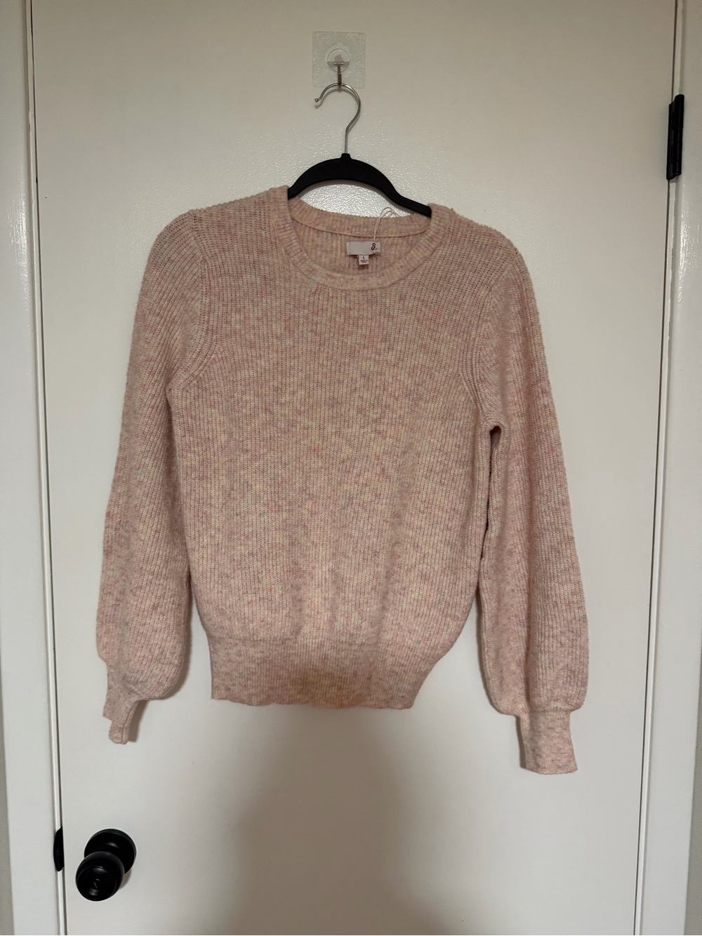 SO Blush Pink Ribbed Crewneck Sweater